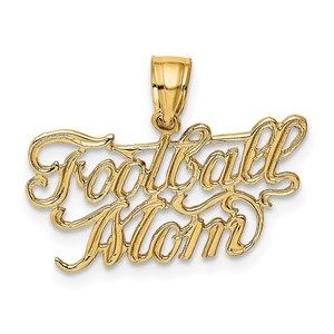 14k Yellow Gold Sports Theme Unisex FOOTBALL MOM Charm Pendant